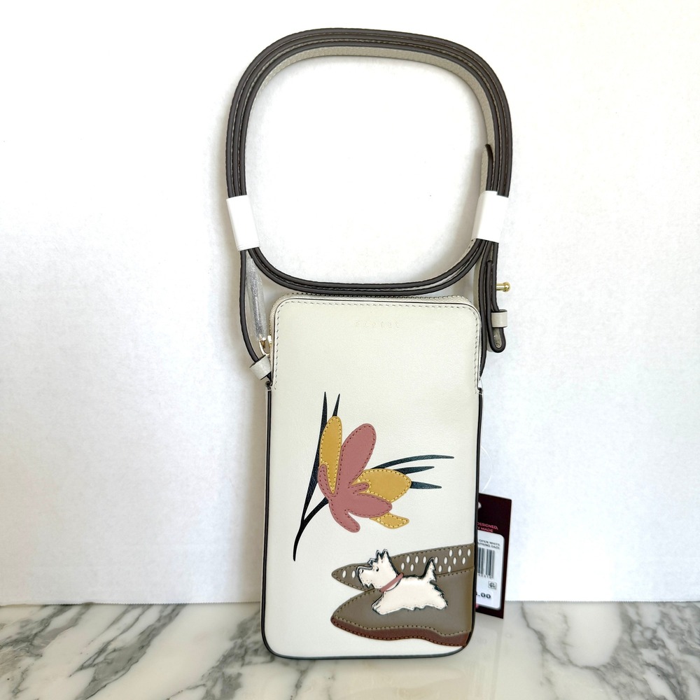 Radley London Spring Daze Leather Phone Crossbody Bag Open White Scottie Dog - Picture 4 of 14